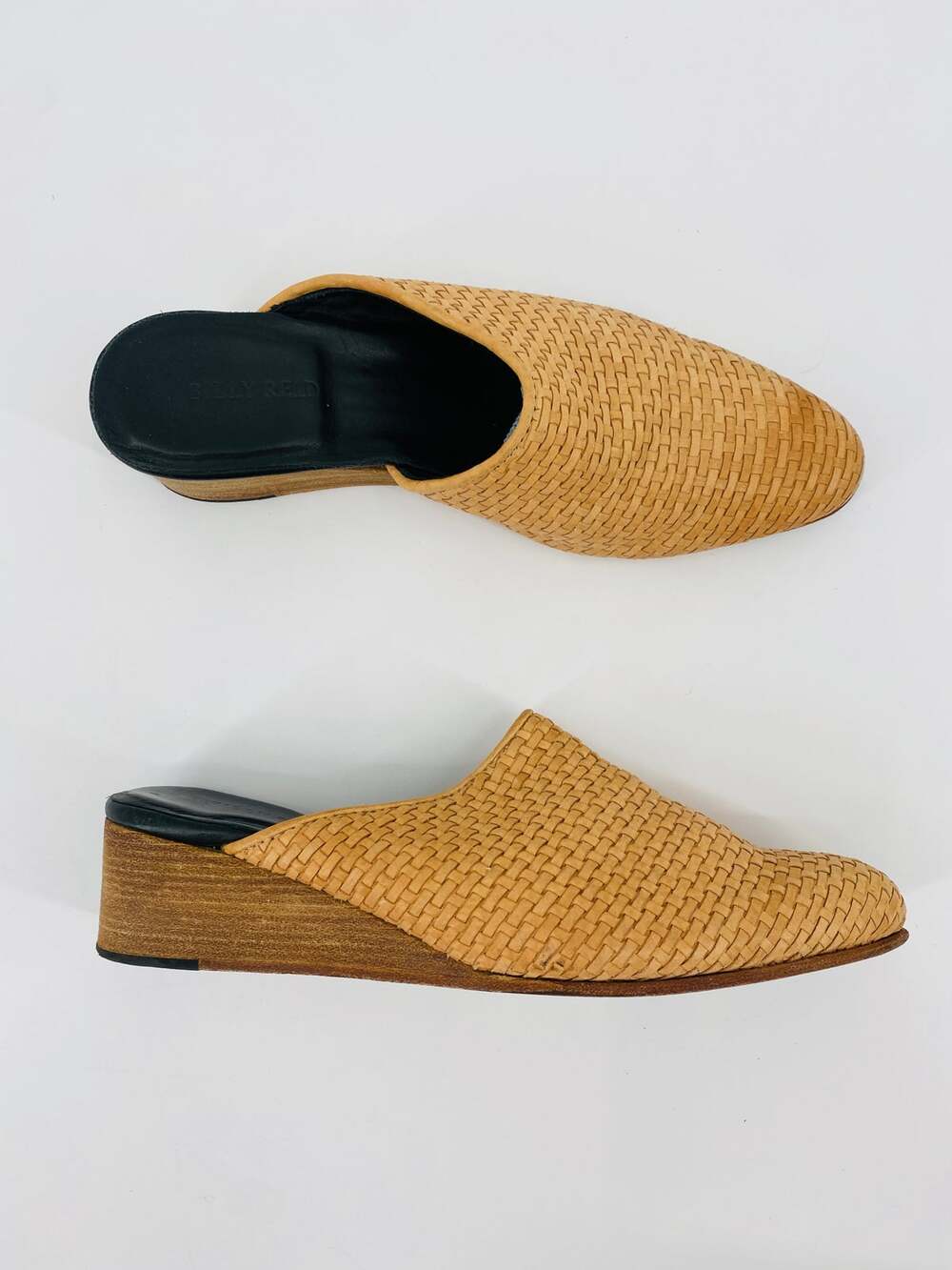 Billy Reid laurel wedge basketweave mules